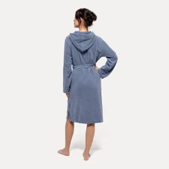 Homewear Bademantel mit Kapuze blau (steel blue)