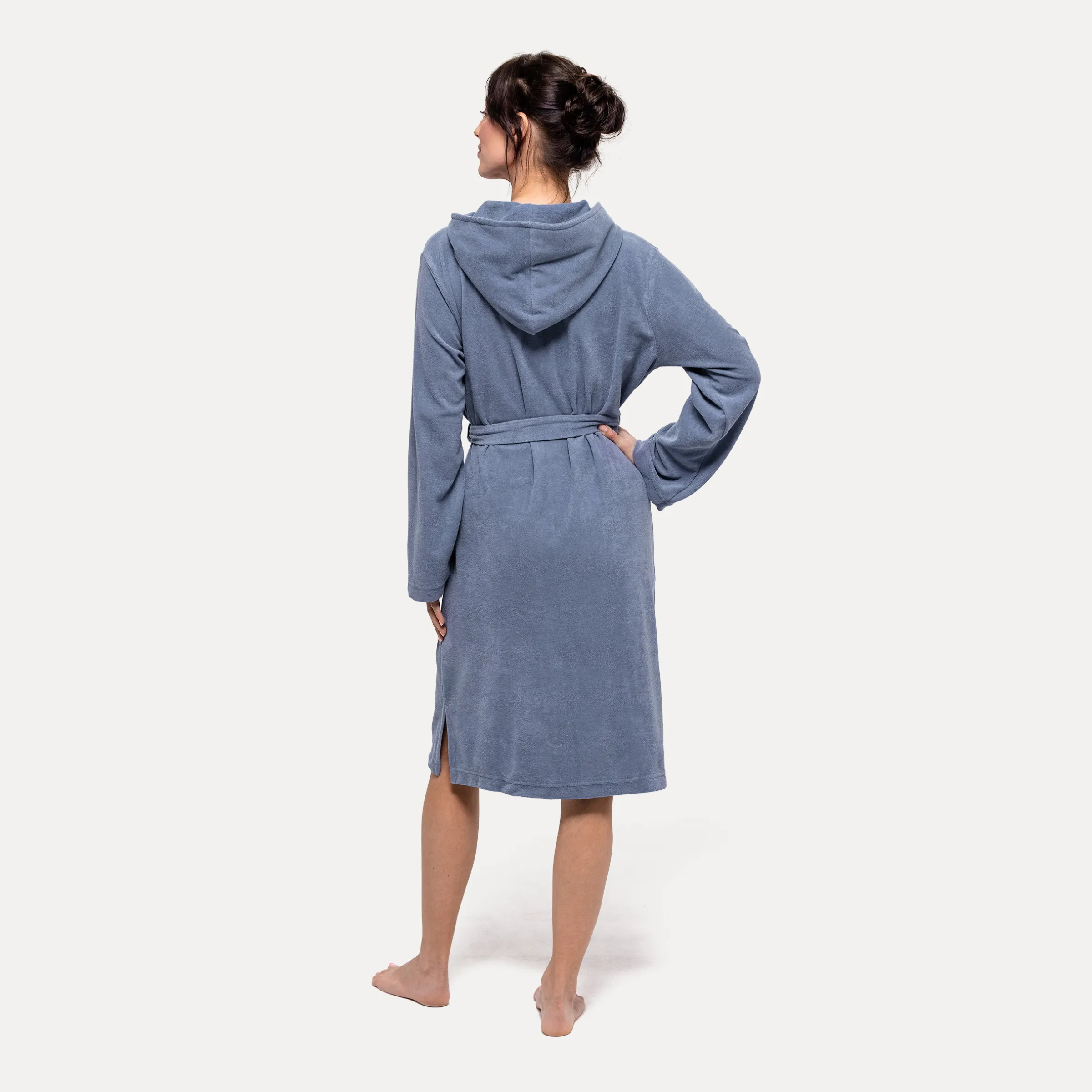 Homewear Bademantel mit Kapuze blau (steel blue)