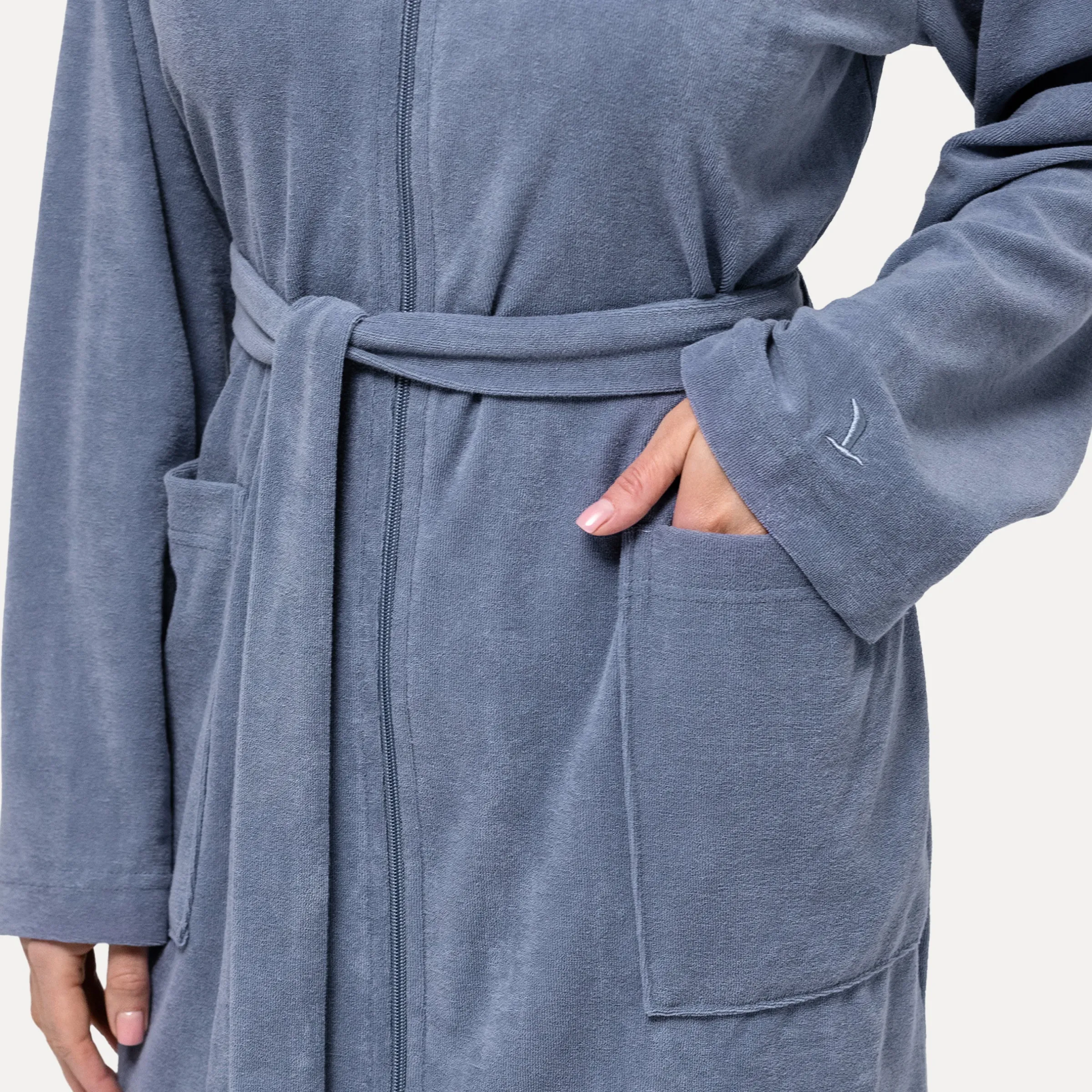 Homewear Bademantel mit Kapuze blau (steel blue)