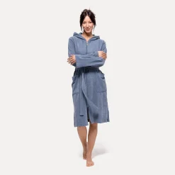 Homewear Bademantel mit Kapuze blau (steel blue)