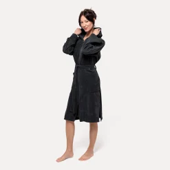 Homewear Bademantel mit Kapuze grau (dark grey)